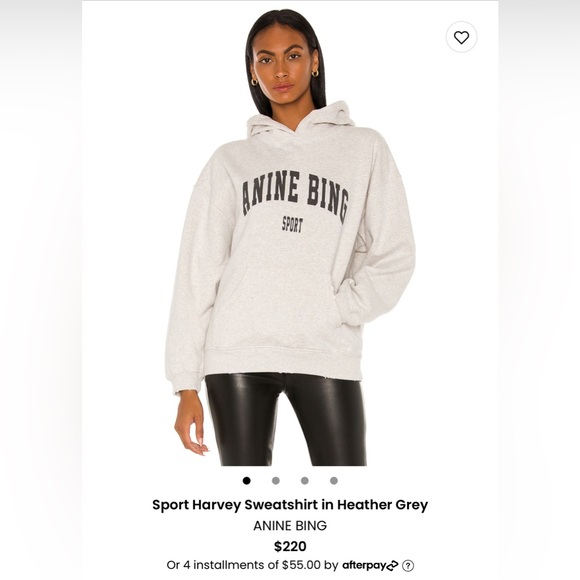 Anine Bing Sport Harvey Sweatshirt in Heather Grey - Picture 2 of 4
